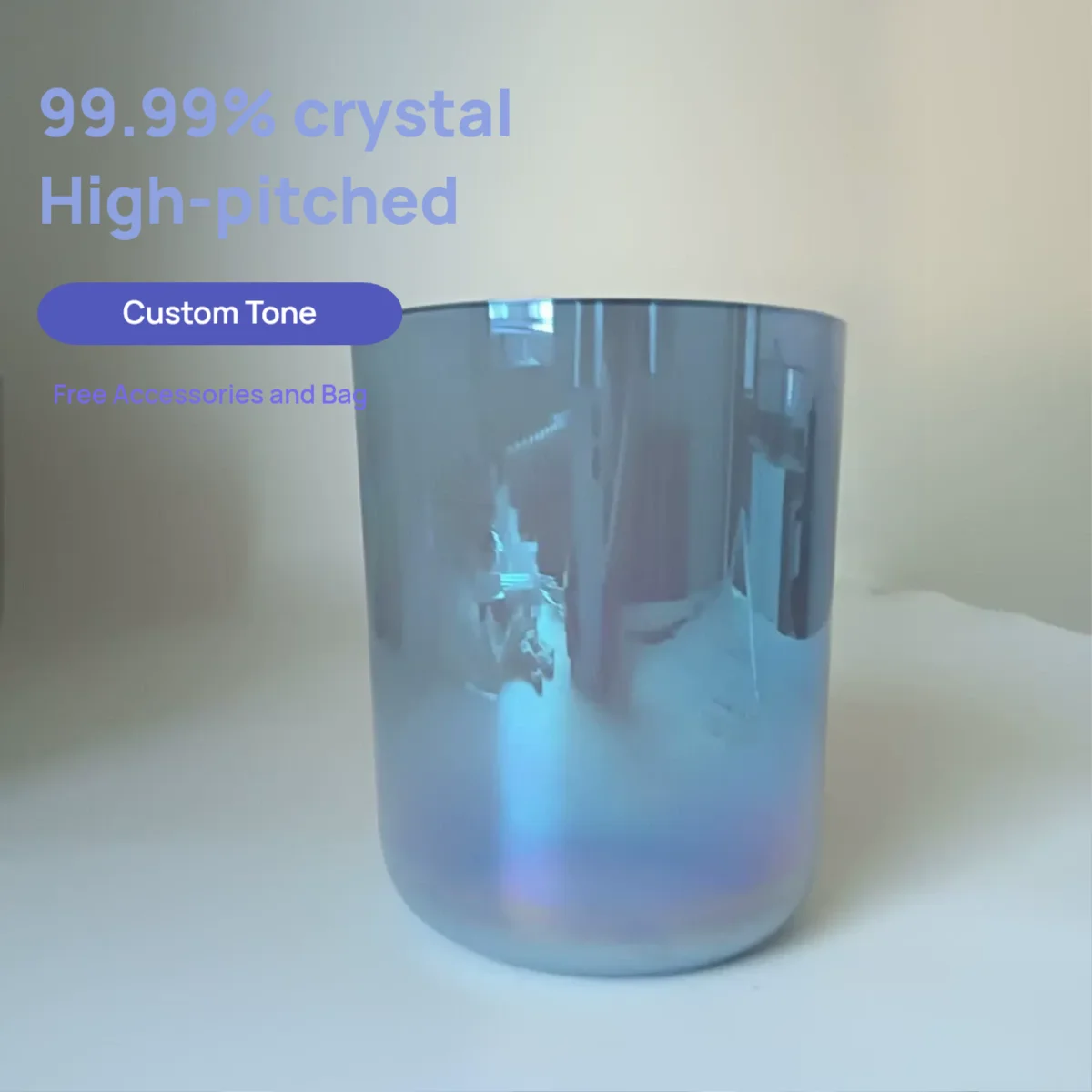 Lavender Purple Semi-Translucent Rainbow Alchemy Crystal Singing Bowl Purification, Meditation, Percussion, Sound Healing Instru