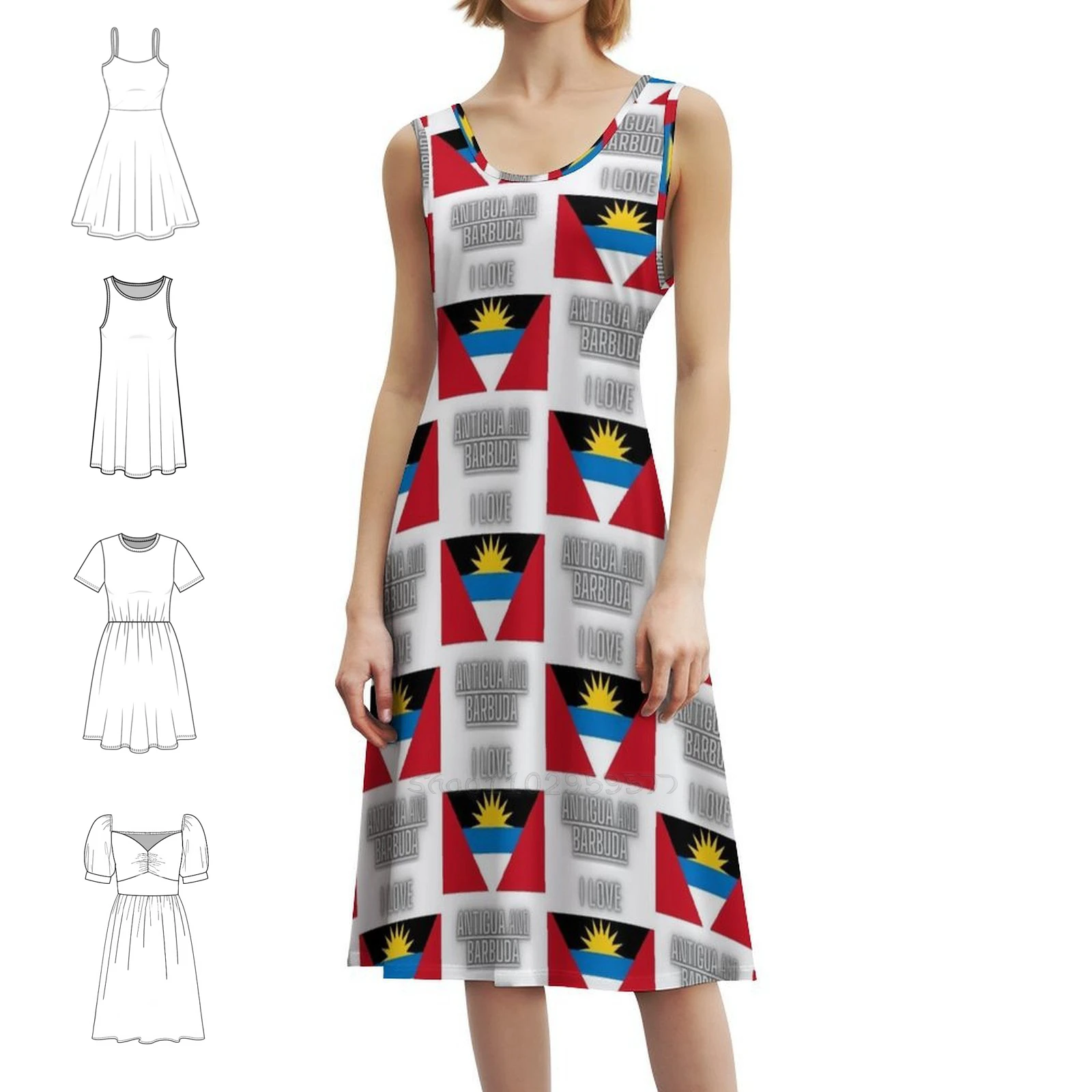 

Футболка и наклейка Love Antigua And Barbuda - платье с вырезом в форме сердца, элегантное летнее праздничное платье для женщин, знак любви с флагом