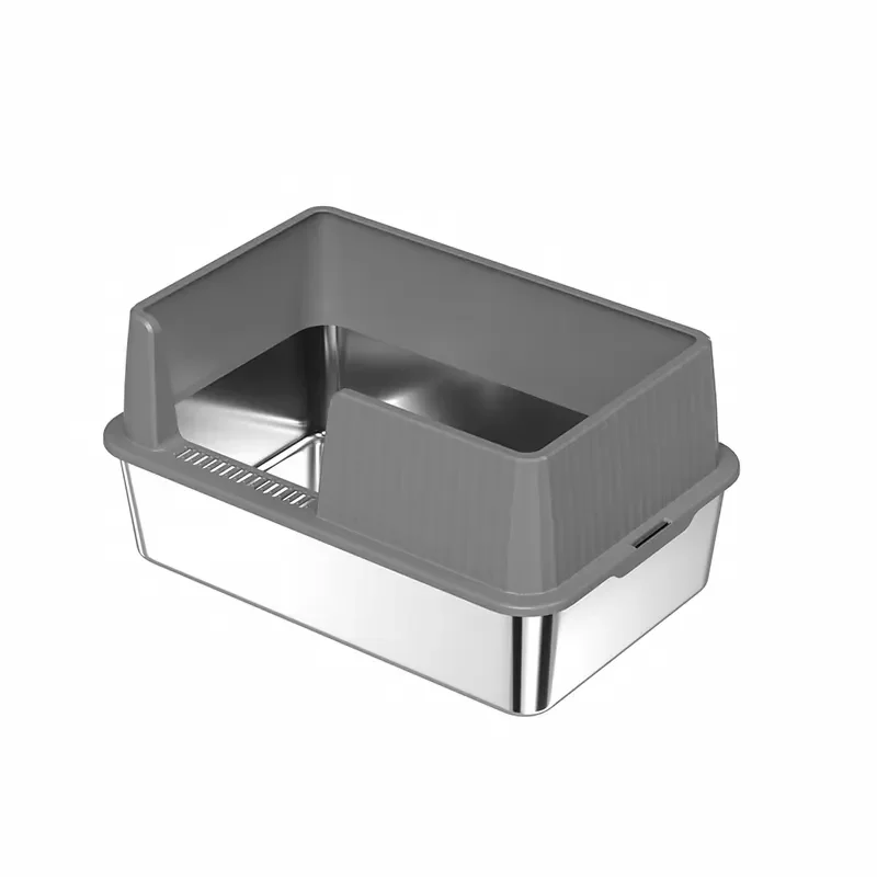for Large Stainless Steel Cat Litter Box Tray Easy to Clean Design Wholesale Custom OEM ODM Cat Litter Accessories Hot Sale