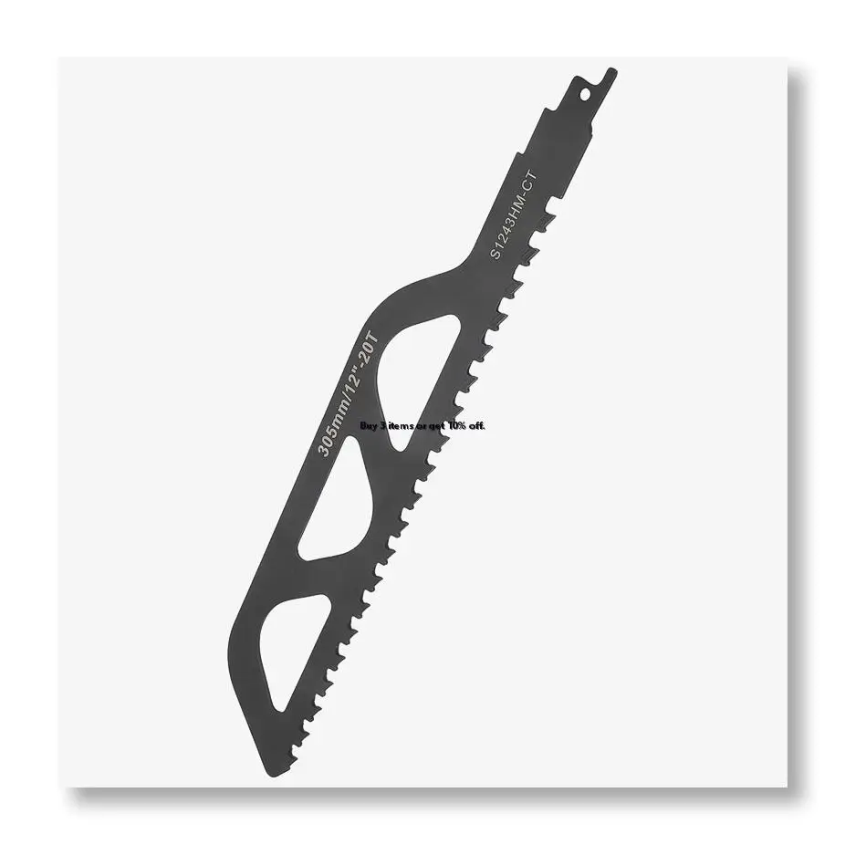 ✼Reciprocating Saw Blade Carbide Tungsten Carbide Saw Blade for Cutting Porous Concrete, Fibre Cement, Brick 305mm/12inch