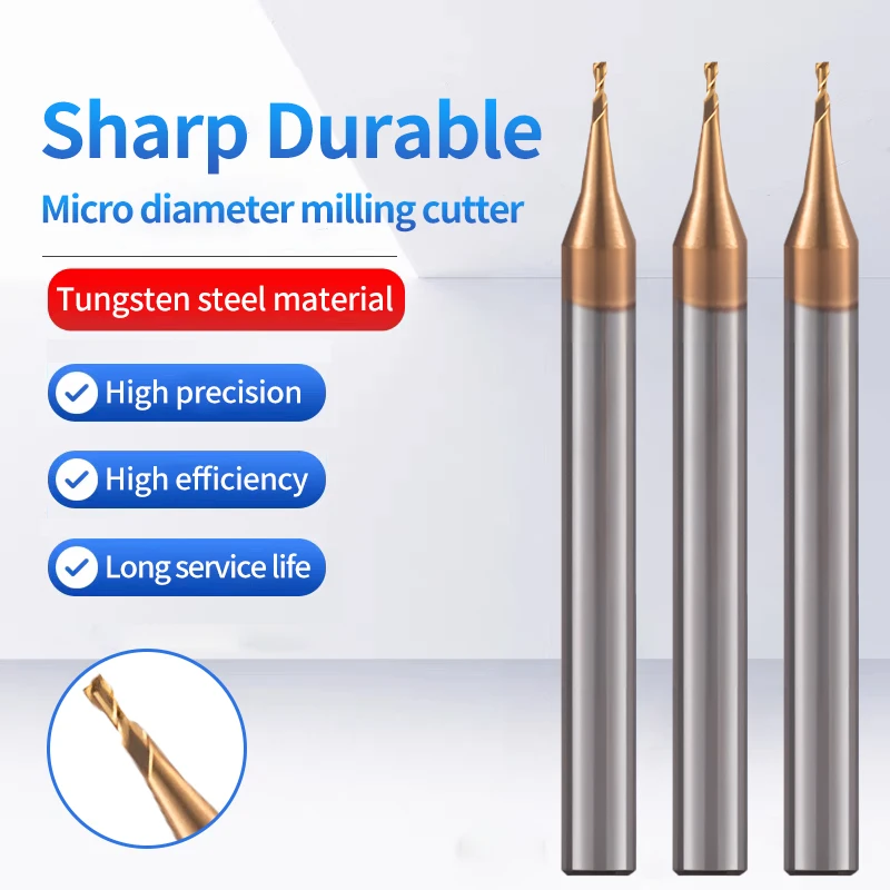 

UT TAP For Steel Micro Flat End Mill 2F Milling Cutter HRC56 HRC58 HRC60 Carbide Tungsten Steel Small Diameter Engraving Bit