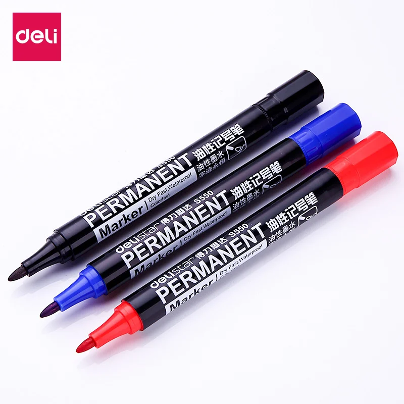 

Deli 1 PC Marker Pen 2 Colors Ink Waterproof Writing Tool S550