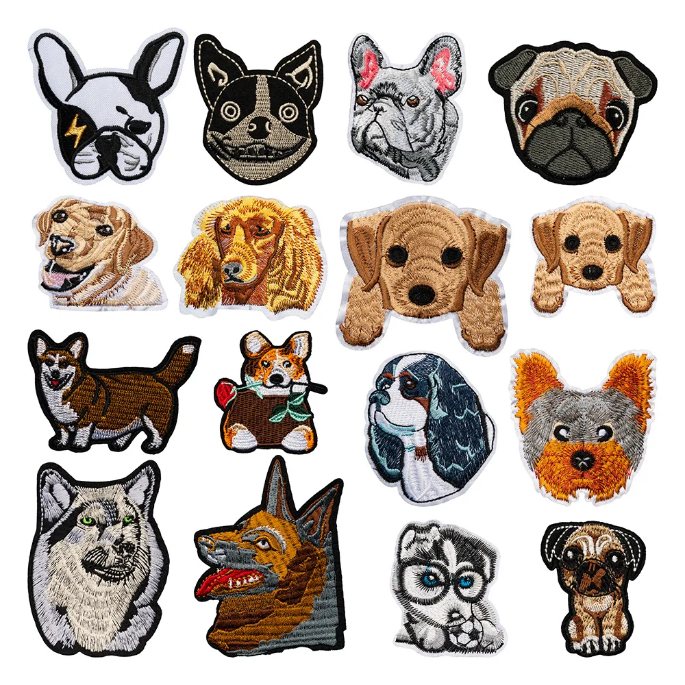 Cute Cartoon Dog Sew/Iron On Embroidered Patches Different Expressions Stickers For DIY Clothing Hat Coats Jeans T-shirt Bags