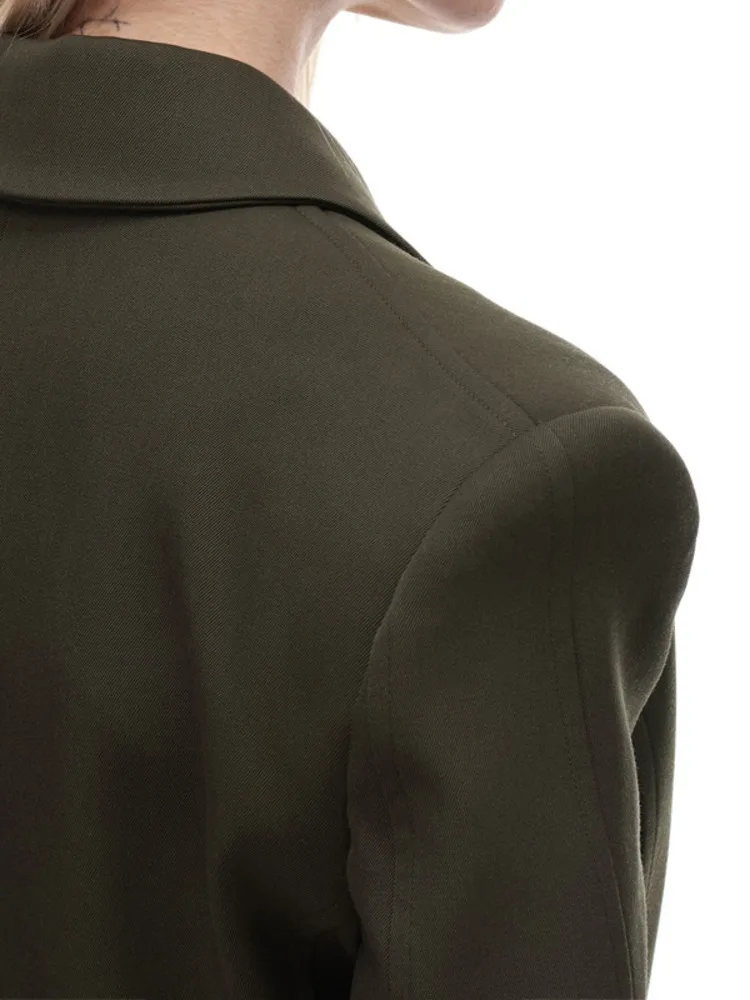 ZMEENNA Women's Fashion Forward Black Blazer Jacket With Waist Defining Silhouette Unique Pocket Design Modern Chic ZM3343