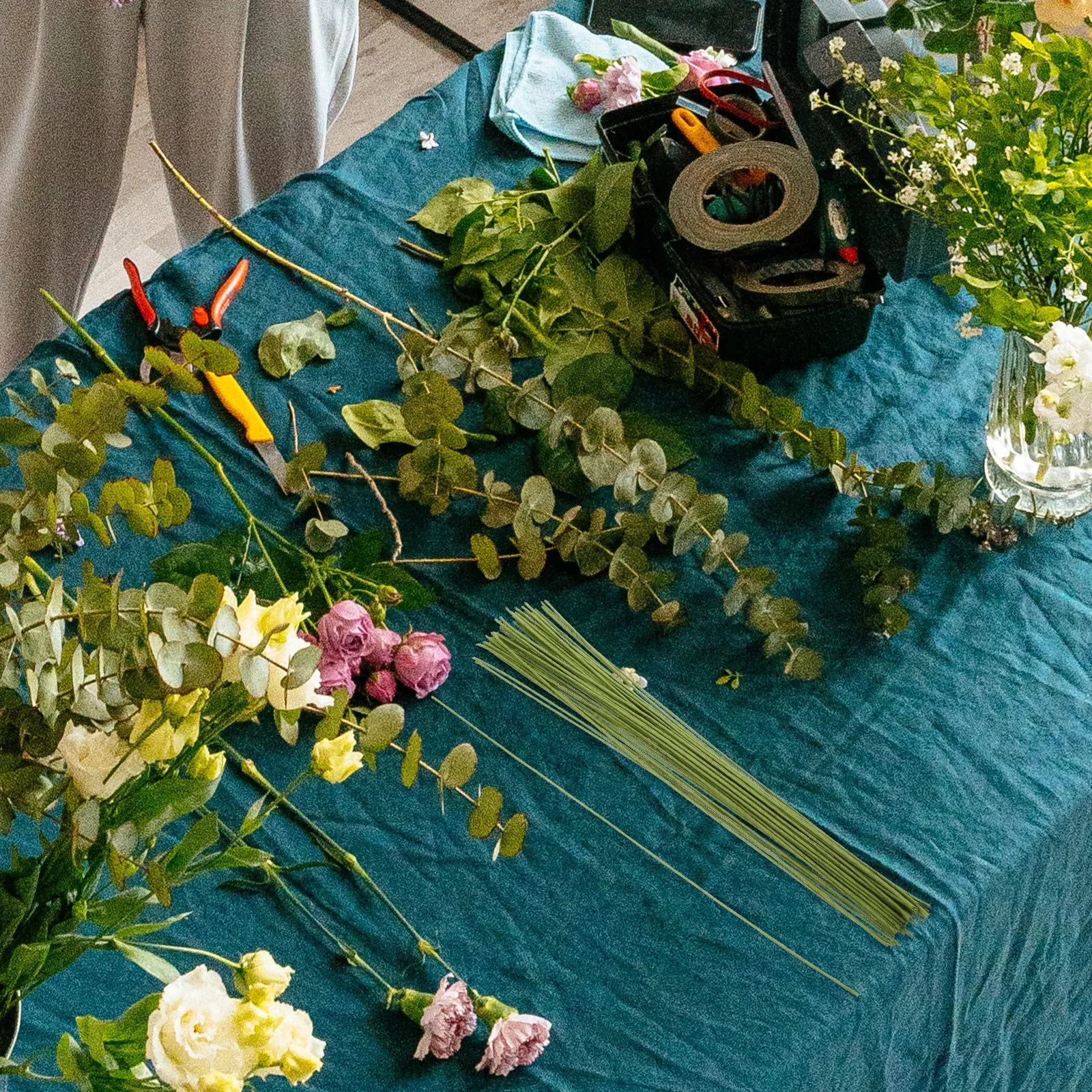 

200 шт. проволоки для флористики в бумажной оплетке, зеленая проволока для искусственных цветов, для изготовления цветочных венков и флористических композиций