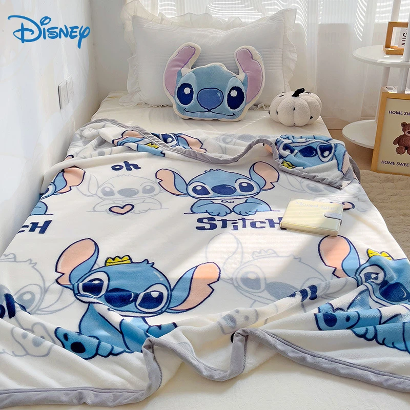 Disney Cartoon Stitch Lotso Winnie Mickey Minnie Cute Plush Air Conditioning Milk Velvet Blanket Soft Shawl Children Adult Gifts