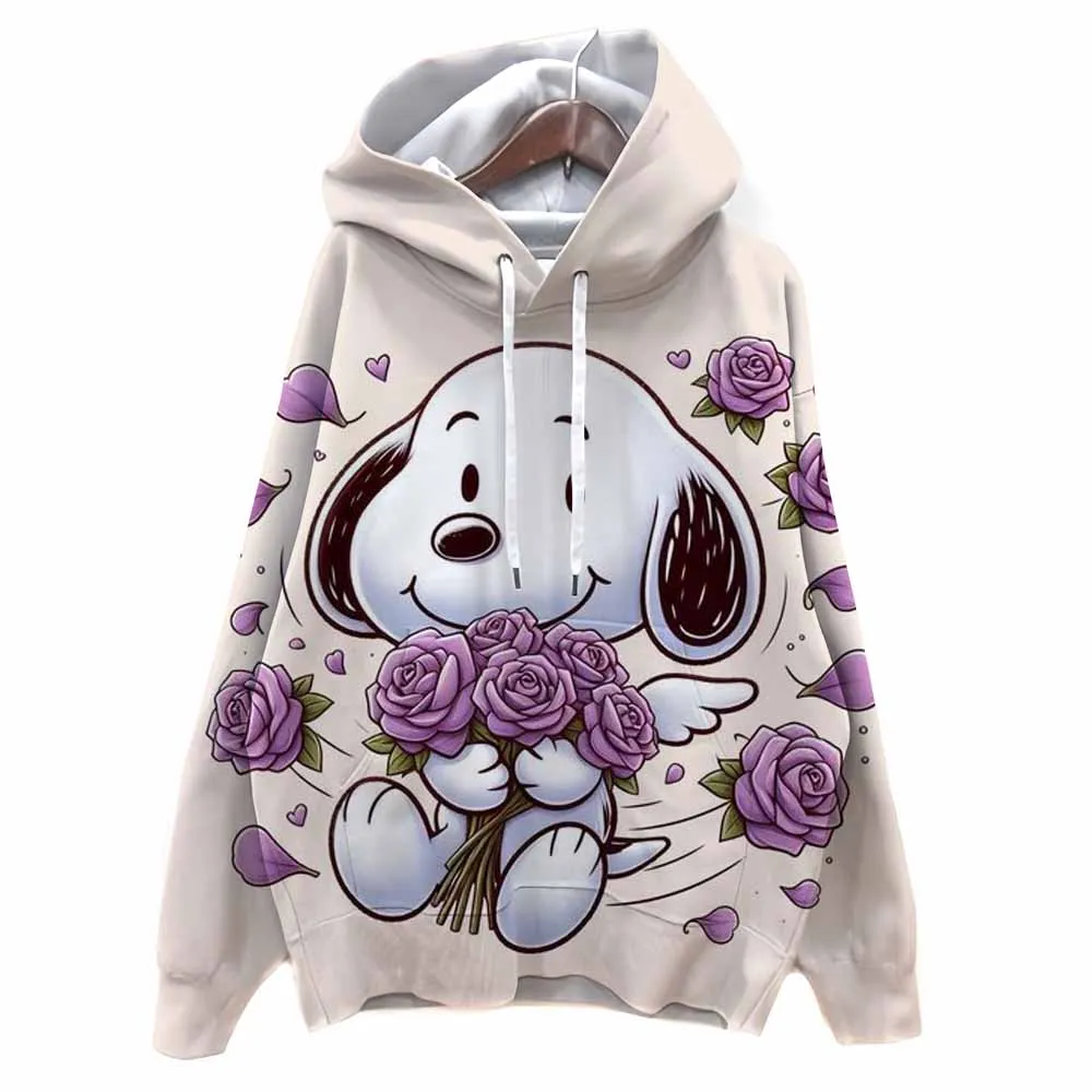 Felpe con cappuccio a maniche lunghe da donna Felpa girocollo con stampa Snoopy Felpa unisex autunno inverno Y2k Pullover Abiti gotici anni '90
