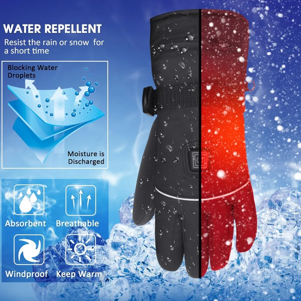 قفازات ساخنة قابلة لإعادة الشحن مع 3 إعدادات لدرجة الحرارة، متوافقة مع شاشة اللمس المقاومة للماء، مثالية للرجال والنساء في الشتاء #6