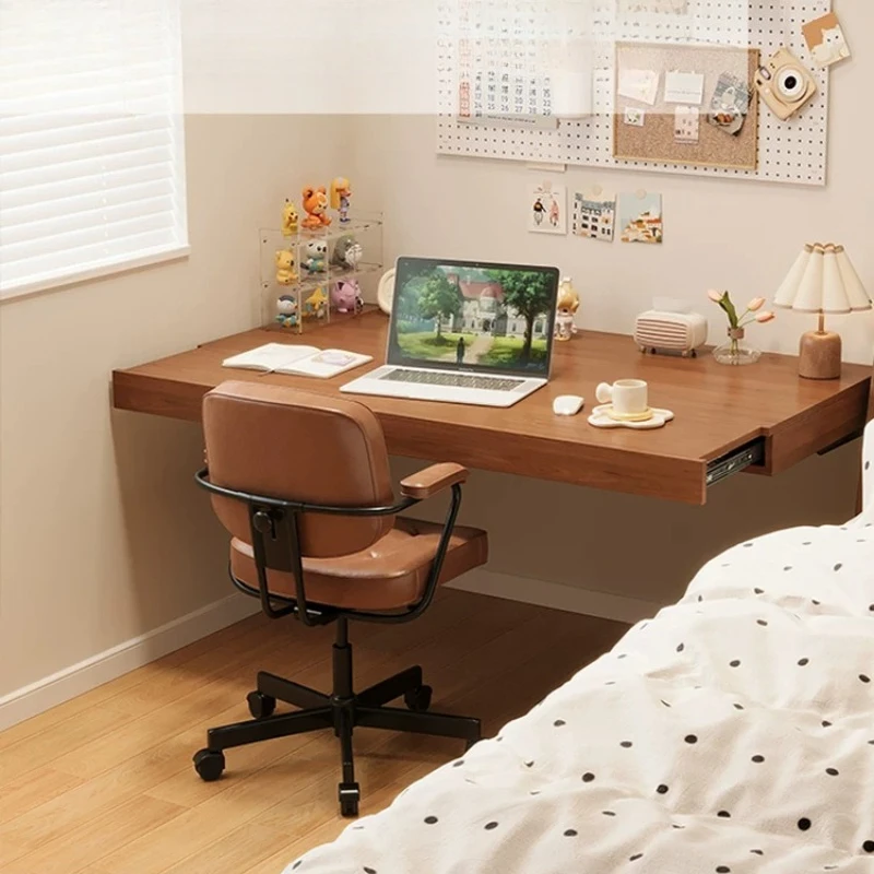 Nordic Creative Solid Wood Floating Desk Modern Retractable Desktop Wall Mounted Computer Desk Bedroom Furniture Bureau FYFD