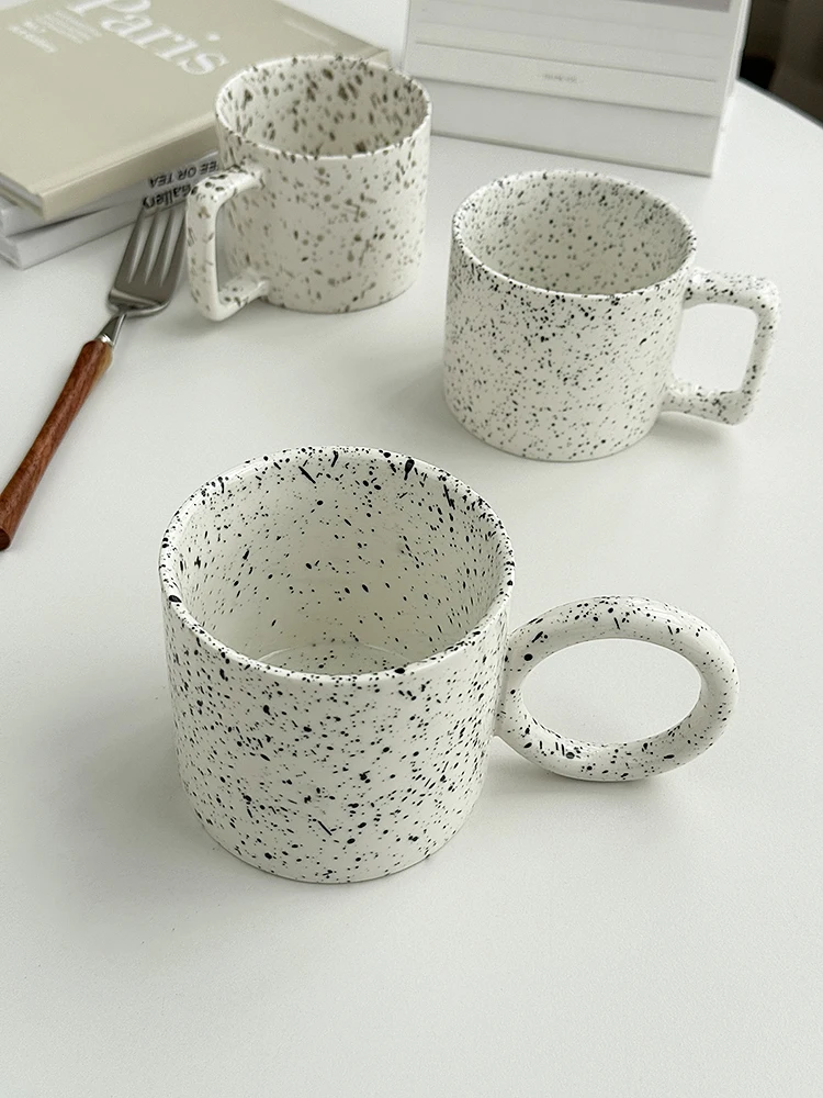 Anmuli Inkjet Underglaze Ceramic Coffee Cup round Ear Mugs Korean Style China Made 201mL-300mL Capacity Dining Utensils