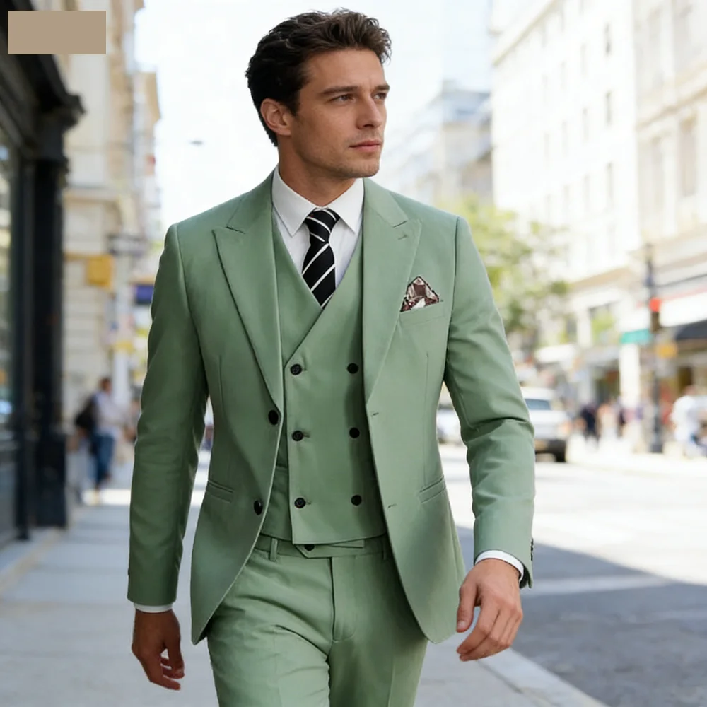 

Элегантный мужской деловой костюм Slim Fit из 3 предметов: пиджак, жилет, брюки – для свадьбы, деловых встреч, вечеринок, смокинг для жениха, новейший однотонный стиль