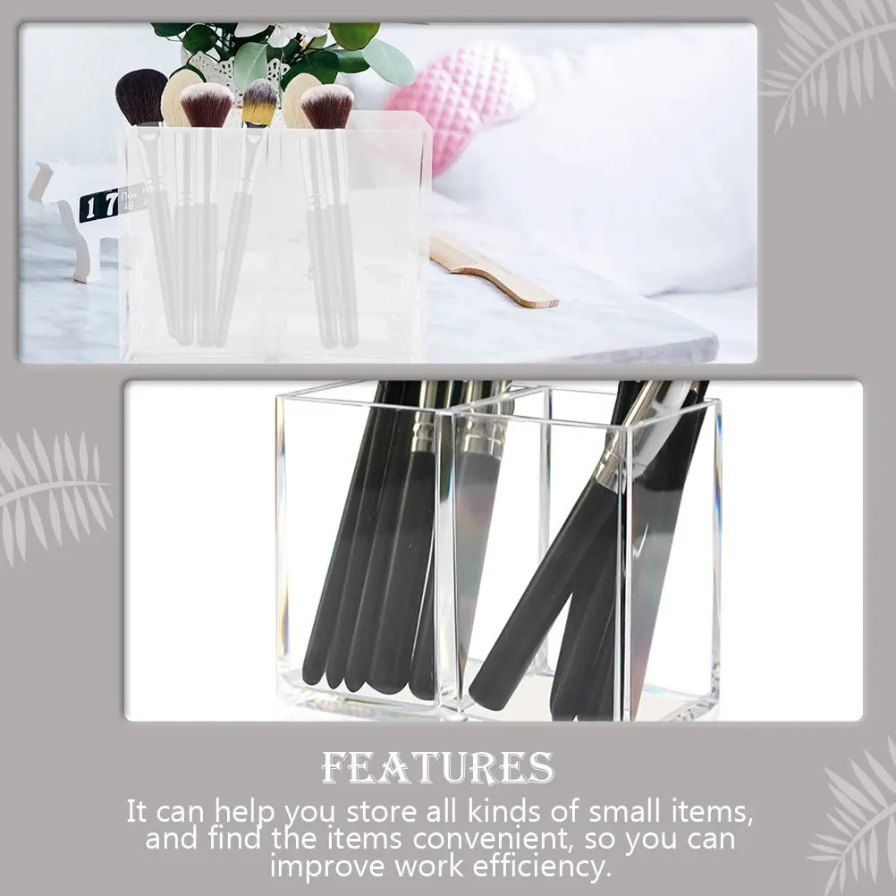 

2Pcs Acrylic Brush Holder Desktop Makeup Organizer for Brushes Pens Pencils Rulers Highlighters Storage Bucket Women Gift