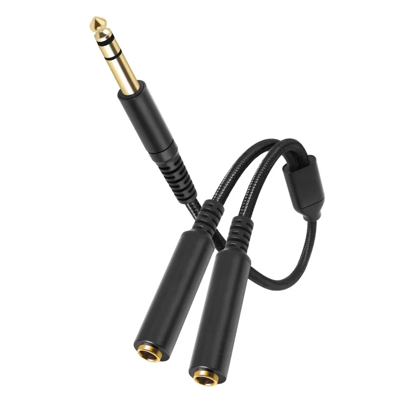 

Dual Female Audio Cable Y Splitter Cable 6.35MM 1 Male To 2 for Earphone Headset Headphone MP3 MP4 Stereo Plug Adapter Jack
