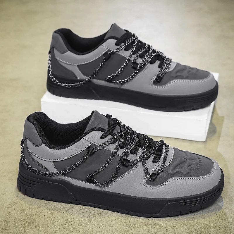 

2025 New Personalized Design Leather Lace Up Sports Board Shoes, High-quality Unique Design Versatile Wear-resistant Men's Shoes