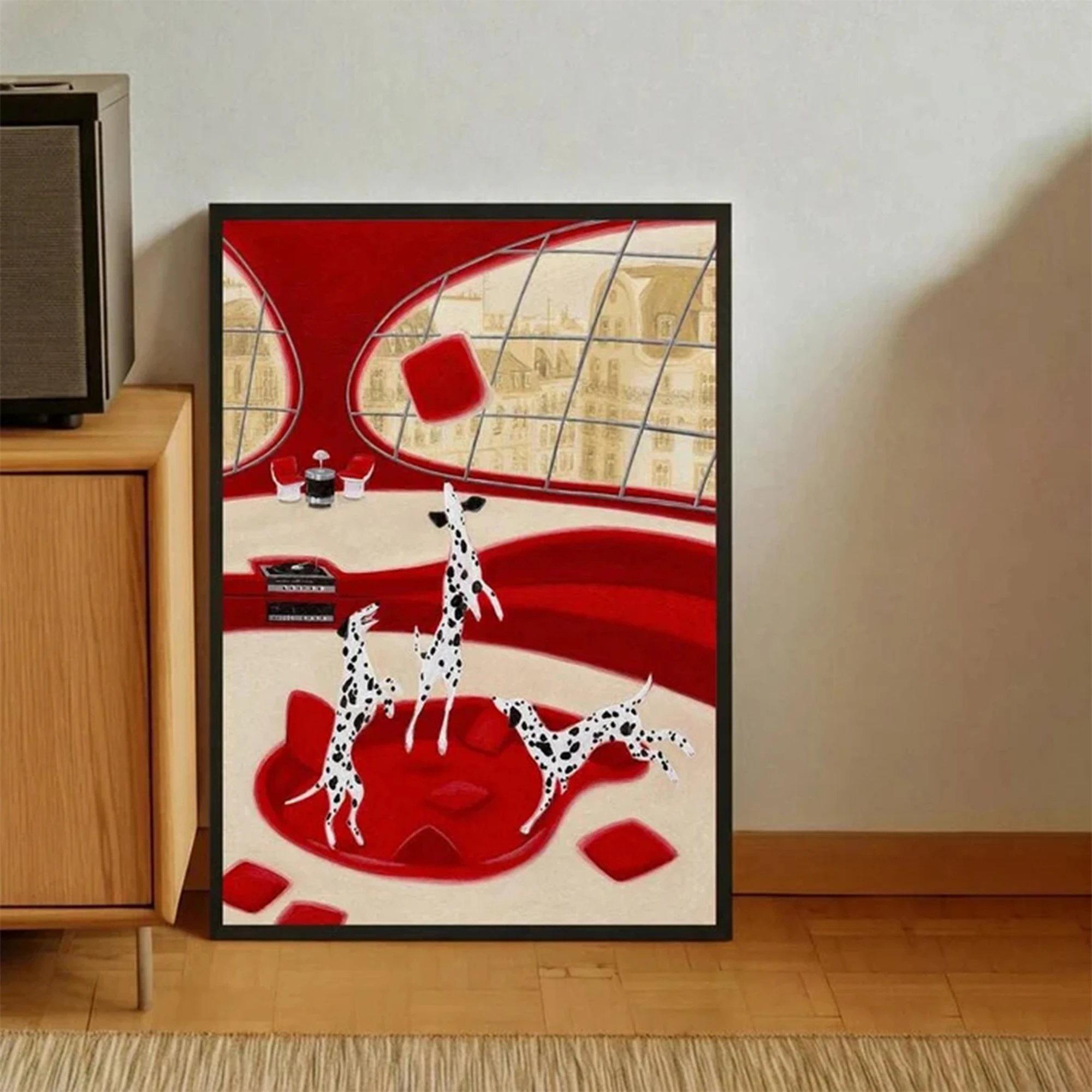Modern Dalmatians In Futuristic Room Wall Art Print Canvas Painting Poster Picture For Living Room,Bedroom Home Decor