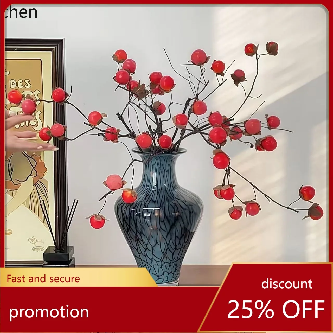 YFY  big belly blue fried pattern glazed vase high-looking guest dining room vase flower arrangement classy decoration