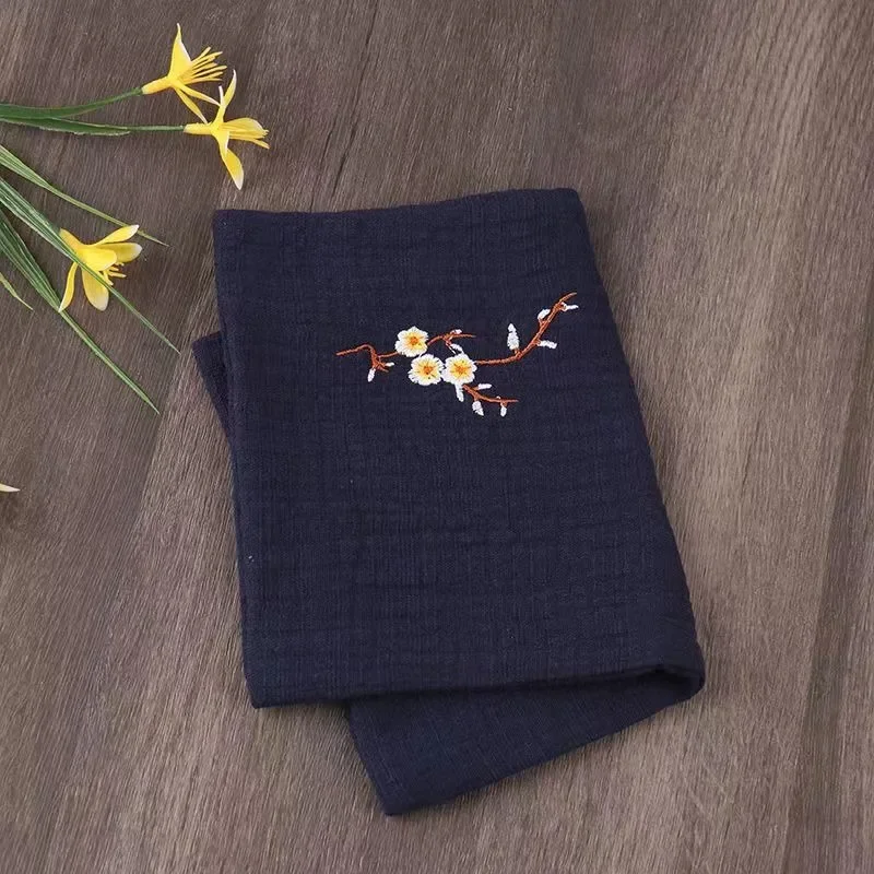 High End Thickened Cotton Linen Tea Towel Chinese Zen Style Double Layer Absorbent Tea Cloth for Tea Room Table Decor