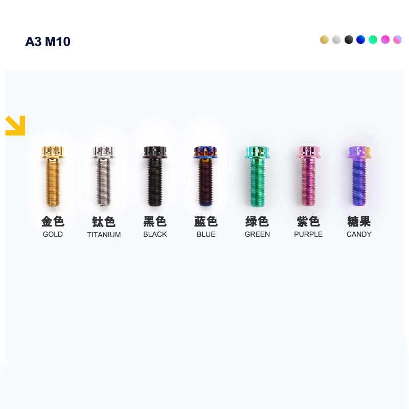 1/2/5/10pcs Titanium Alloy Screw M10xL20-60mm D13 P1.5 Torx Inner Plum A3 Standard Head Bolts Motorcycle Car