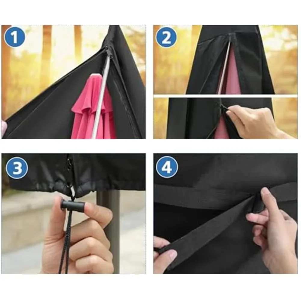 Premium Waterproof Parasol Cover With Drawstring Protect Your Parasol Comes With A Small  Storage Bag For Convenient Storage