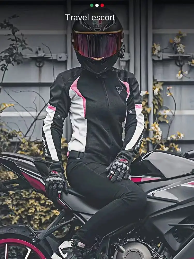 

Motorcycle Women's Rider Four Seasons Breathable Mesh Riding Suit Women's Built-in Detachable Ce Protector Anti Drop Suit