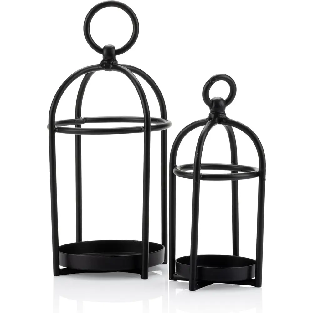 

Декоративные фонари для свечей, набор из 2 декоративных фонарей в античном стиле, черные металлические фонари в деревенском стиле, подсвечники для столбчатых свечей.