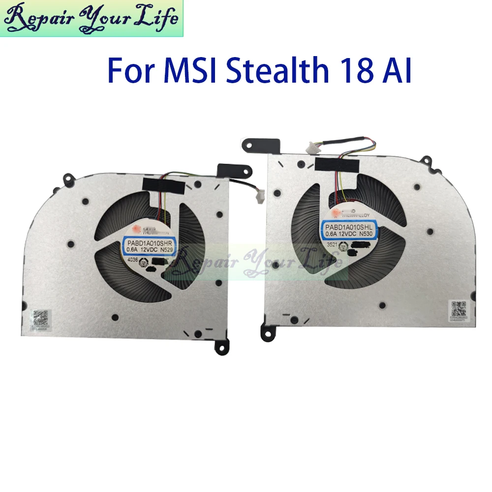 

Вентилятор охлаждения CPU/GPU для ноутбуков MSI Stealth 18 AI Studio A1V MS-1831, кулер-радиатор PABD1A010SHR N529 PABD1A010SHL N530