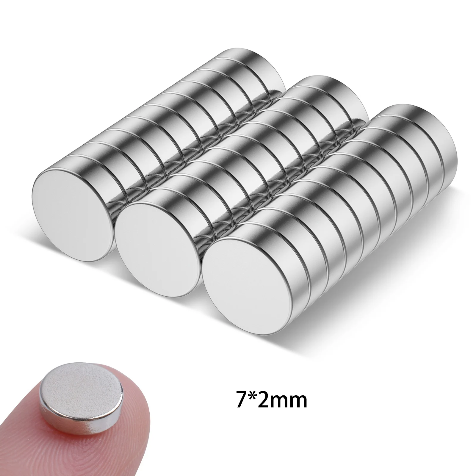 10 Stück Magnete, 7 x 2 mm Scheibenmagnete |   Multifunktionale runde Magnete |   Ideal für Kühlschrank, Whiteboard, Büro, Zuhause, Küche