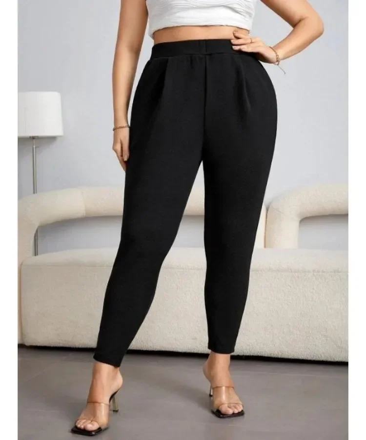 女性ファッションプラスサイズ 1XL-5XL 無地ストレートレッグパンツレディースカジュアルパンツルーズでシンプルなストレートレッグパンツ