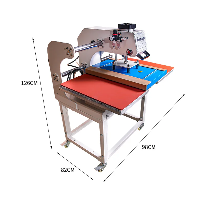 آلة نقل الحرارة الهوائية ذات المحطة المزدوجة آلة الضغط شبه الأوتوماتيكية على تي شيرت الملابس