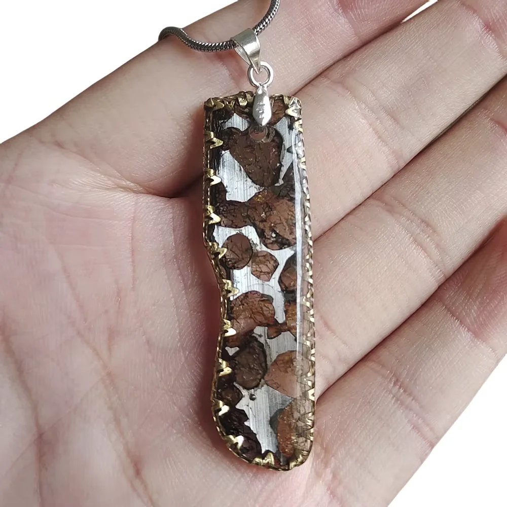 3.8g Brenham Olive Meteorite manual Pendant Olive Meteorite Natural Olive Meteorite Necklace Pendant Specimen Collection- TB212