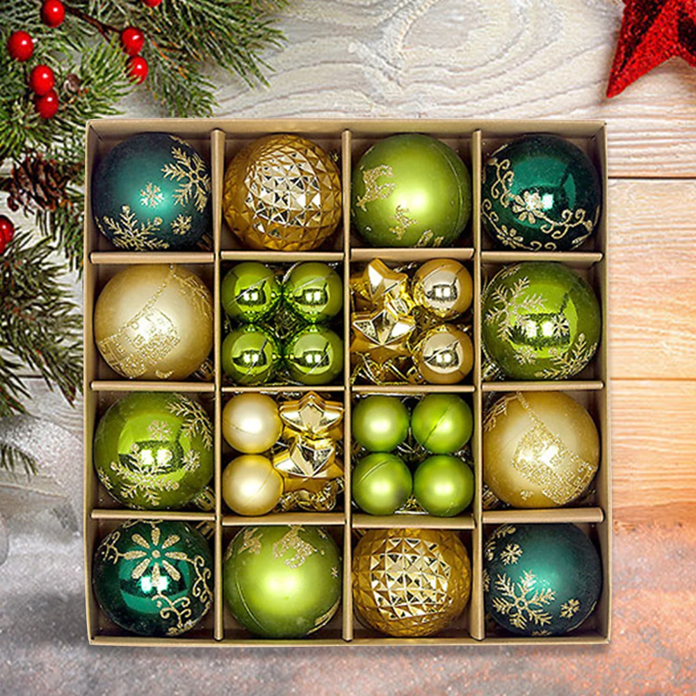 44pcs Hanging Ball Ornaments Multi-purpose Christmas Shatterproof Balls Festival Theme Lightweight for Holiday Party Decor