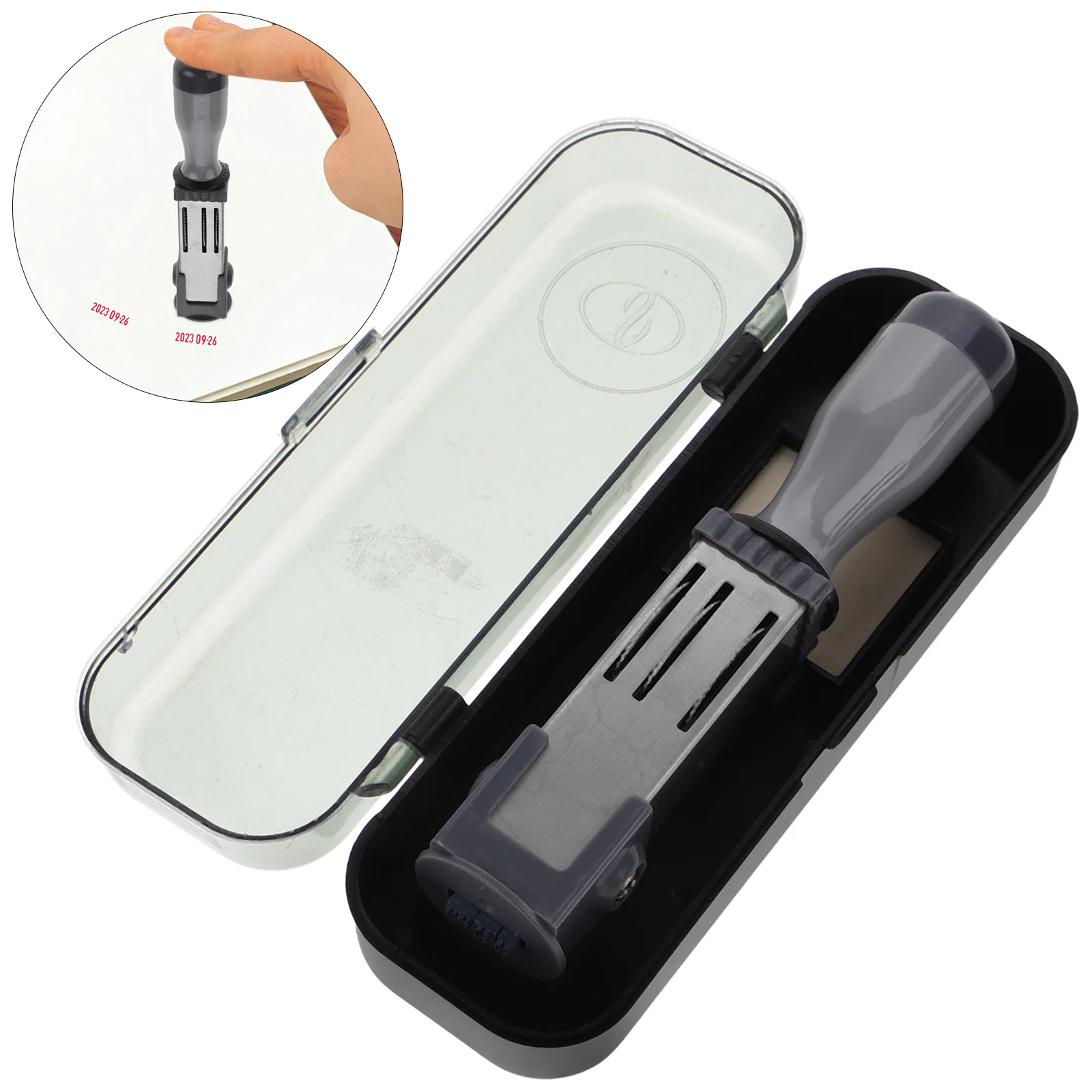 21Mm Bahan Stempel Tanggal Genggam PP Besi Stempel Portabel Aksesori File Stempel Kantor Kecil Penggunaan Sehari-hari Rol Waktu Multi