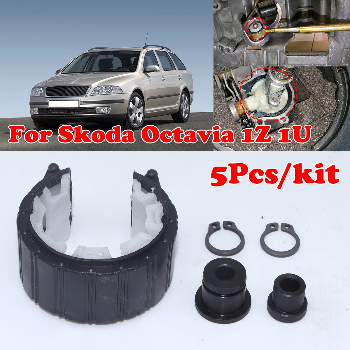 

5pcs Gear Cable Bushing MT Gearbox Bearing Shell Rebuild Kit Shifter Lever Linkage Pivot Bush For Skoda Octavia 1U 1999 - 2010