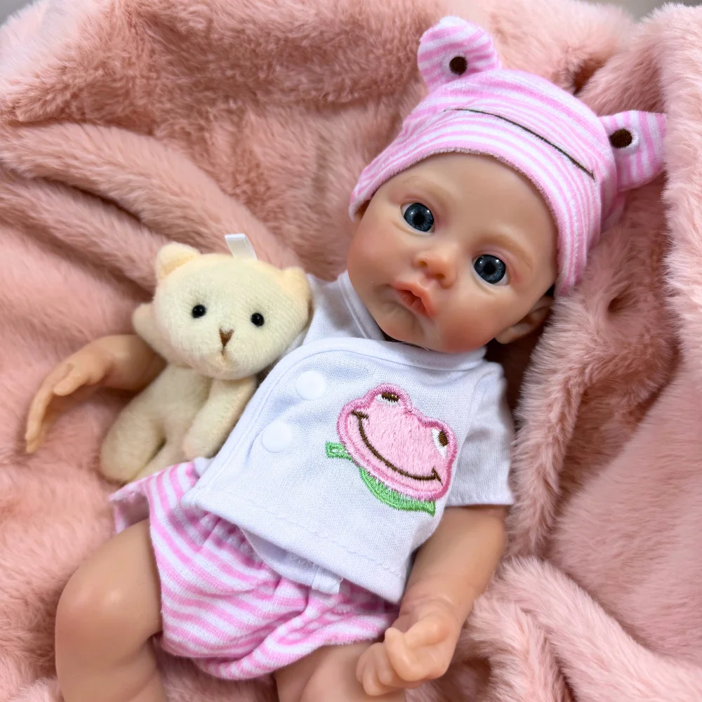 

13 inches Meadow Full Solid Silicone Flexible Elastic Super Soft Cute Small Size Lifelike Reborn Baby Doll