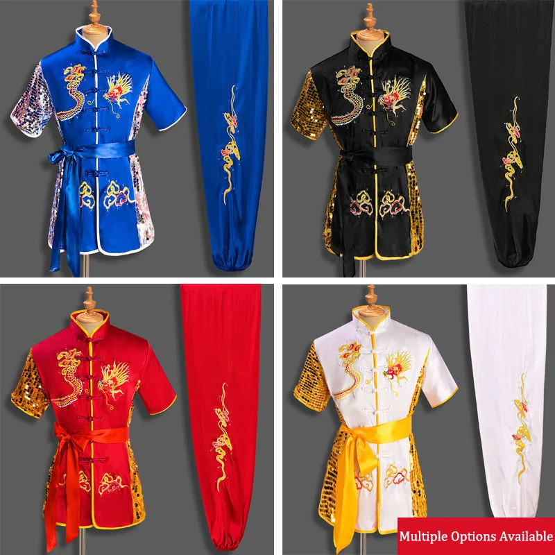 

Men Women Chinese Traditional Dragon Wushu Uniform Kung Fu Clothing Set Martial Arts Uniform Tai Chi Kleding Taoist Shaolin