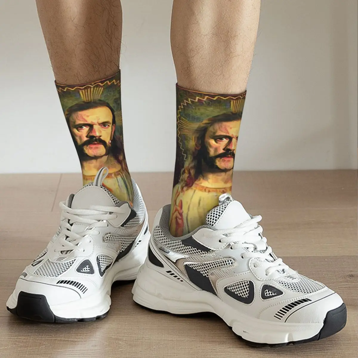 Men Saint Lemmy Socks Cotton Casual Jesus Socks Novelty Merch Middle TubeSocks Birthday Present