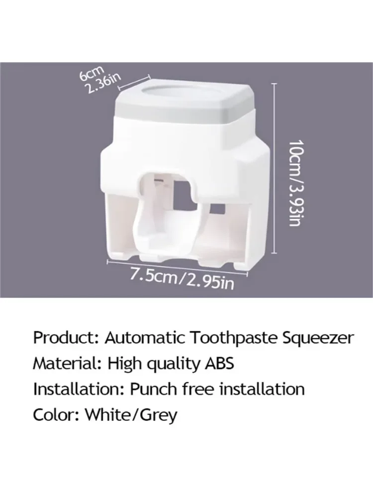 Automatic Toothpaste Dispenser Set Wall-Mounted Extruder Plastic No-Punch Lazy Man Toothbrush Holder Bathroom Accessories Gadget