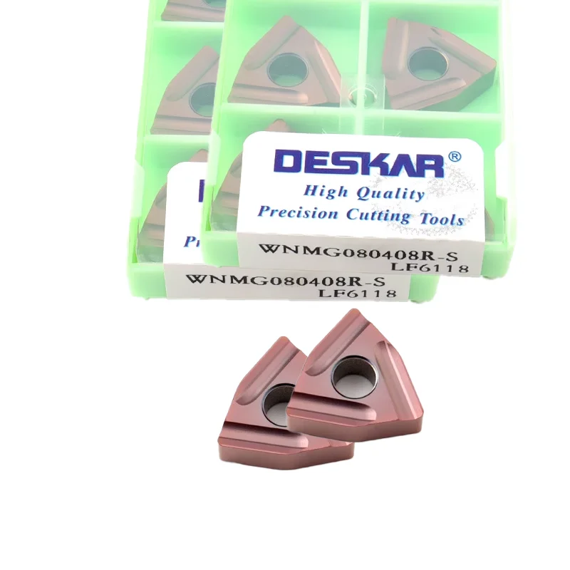 10 шт. DESKAR WNMG080404R-S WNMG080404L-S WNMG080408R-S WNMG080408R-S LF6018S LF6118 Токарный инструмент Твердосплавная вставка