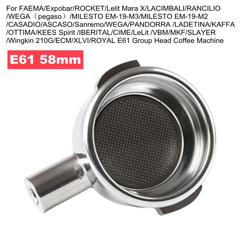 Portafiltro da 58mm E61 testa del gruppo testa portafiltro senza fondo per macchina da caffè FAEMA/Expobar/ROCKET/RANCILIO/Lelit Mara X