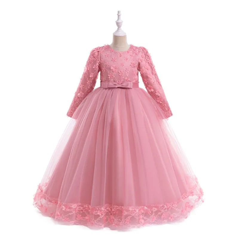 European and American princess dress, little girl party dress, girl dress, long sleeved wedding dress