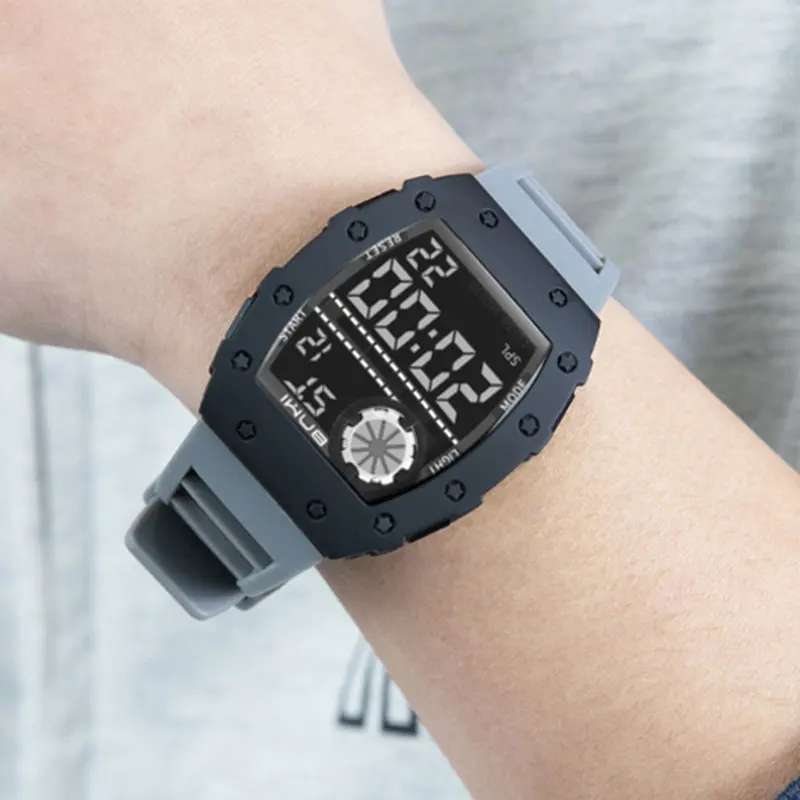 Minimalist Sports Watch Outdoor Waterproof Shockproof Watch For Man Stopwatch Alarm Clock Silicone Strap Electronic Watch