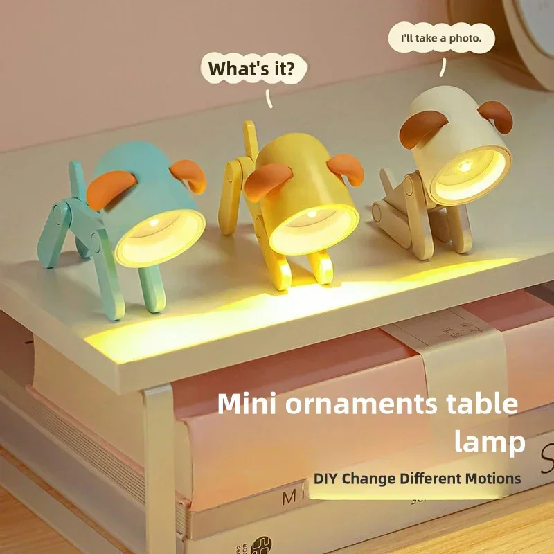 การ์ตูนสร้างสรรค์ใหม่และไม่ซ้ํากัน LED อินเทอร์เน็ตคนดัง Night Light เครื่องประดับตกแต่ง Ins Mini น่ารักสุนัขขนาดเล็กกวางโคมไฟตั้งโต๊ะ