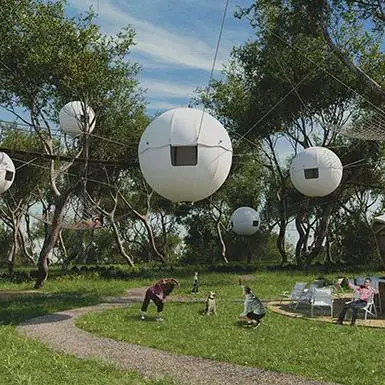 Modern Four-Season Tree Tent Glamping Dome Swing Tensil Hanging UV-Resistant Fireproof Waterproof PVC Fabric for Outdoor