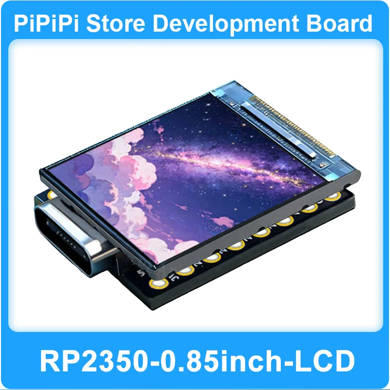 

RP2350 0,85-дюймовый ЖК-дисплей Макетная плата 128×128 QMI8658 Датчик гироскопа RGB LED RP2350A Двухъядерная и двухъядерная архитектура