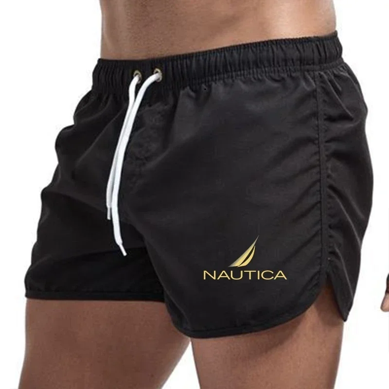 Men's Summer Elastic Swimming Pants Quick Dry Beach Shorts Drawstring Boxing Shorts Football Tennis Training Shorts