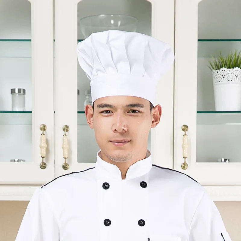 Men Women Chef High Hat Elastic Free Size Restaurant Kitchen Master Cook Cap Waiter Waitress Hotel Canteen Work Hat Bakery Cap