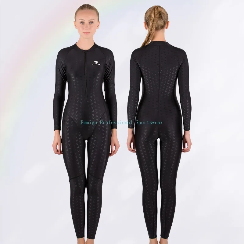 

Women's Sharkskin Waterproof Competitive Swimsuit Upf 50+ Sun Protection Long Sleeve Swimwear For Swimming, Diving, Surfing
