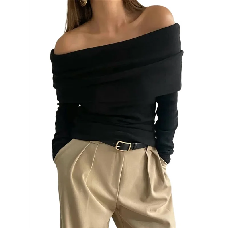 

A09P Women's Off The Shoulder Long Sleeve Bodysuit Slimming Body Suit Tops Sheer Mesh Ruched Outfits