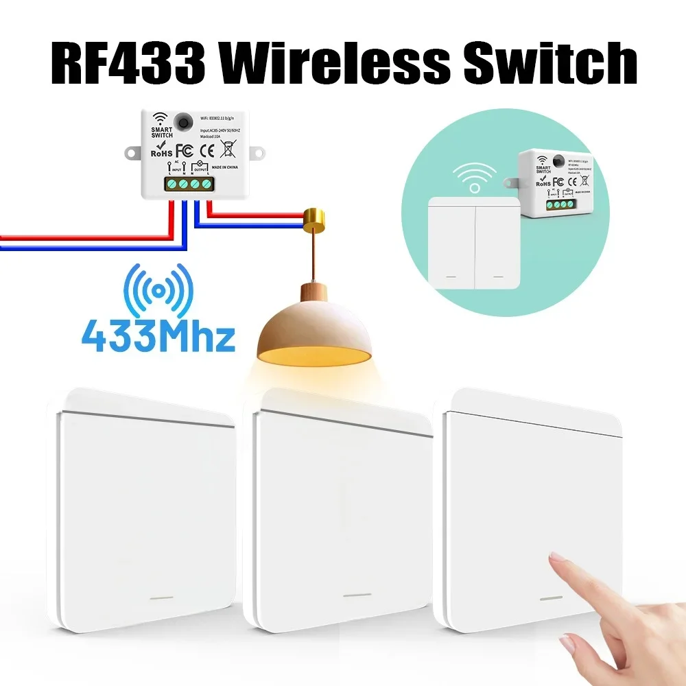 

Wireless Remote Control Switch No Wiring Self-Adhesive DIY Modification Smart Control for Home Light Electrical Appliance