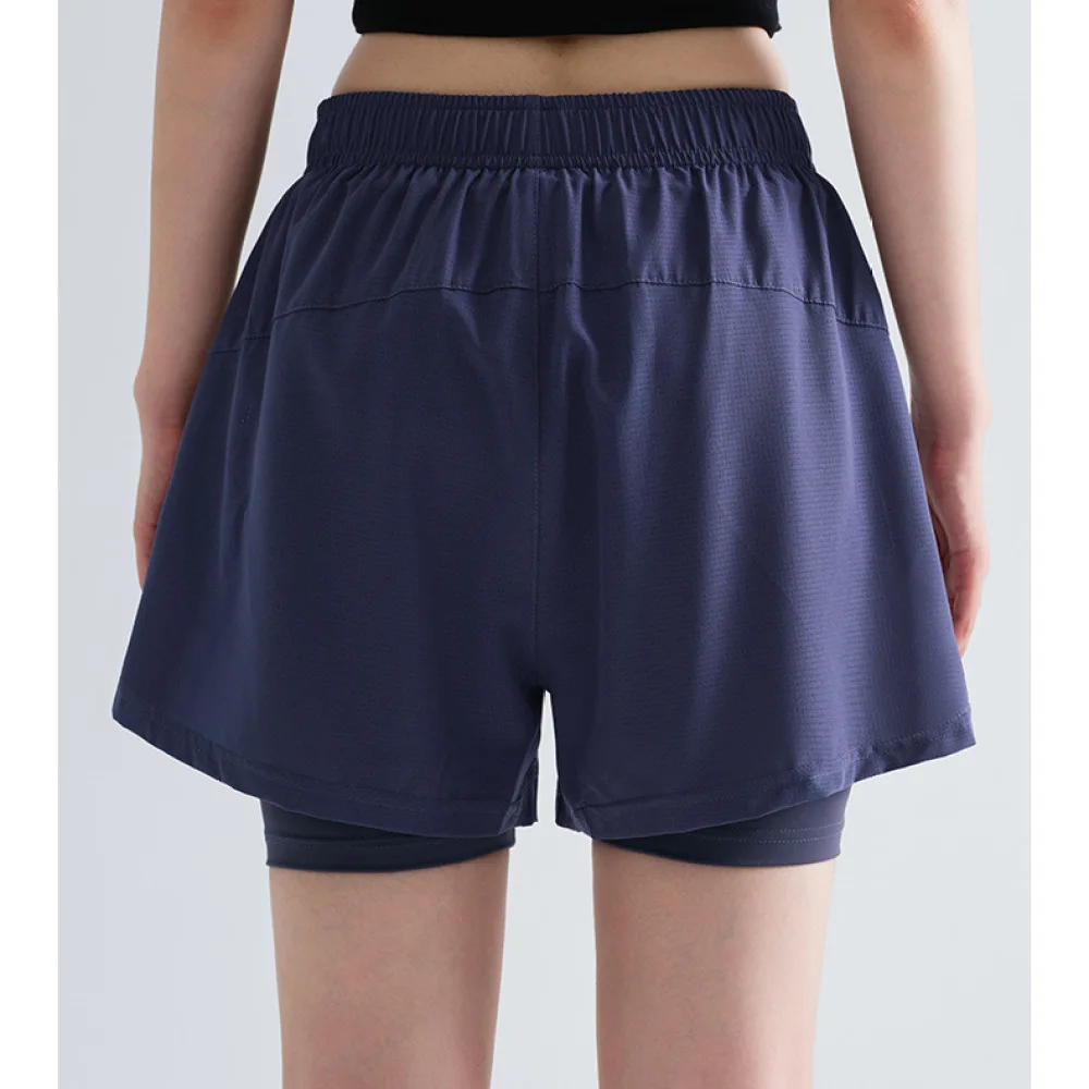 Women Running Yoga Shorts 2 In 1 Athletic Fitness Gym Pants High Elastic Quick Dry Sportswear Training Exercise Bottoms